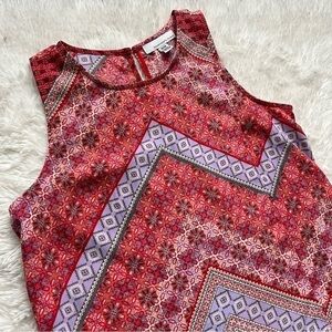 Fourteenth Place Sleeveless Printed Overlay Blouse